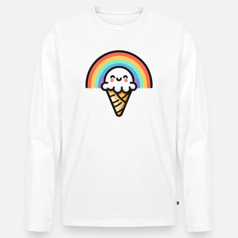 Rainbow Scoop: Der süßeste Bogen - Männer Premium Bio Langarmshirt - Weiß