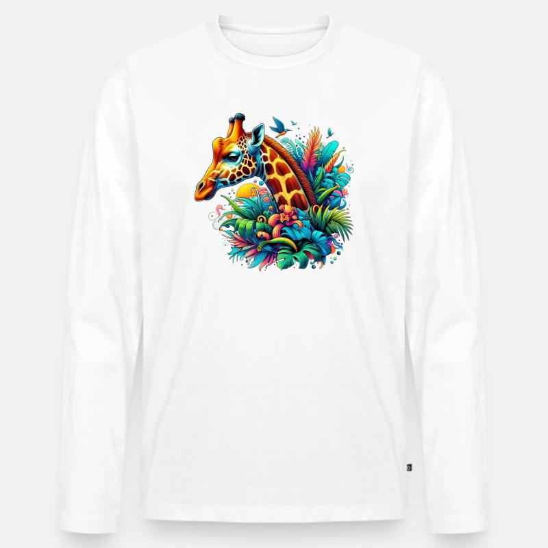 Giraffe - Männer Premium Bio Langarmshirt - Weiß