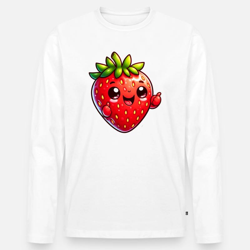 Erdbeer-Erdbeeren - Männer Premium Bio Langarmshirt - Weiß