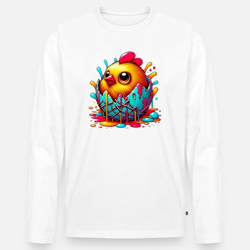 Küken - Männer Premium Bio Langarmshirt - Weiß
