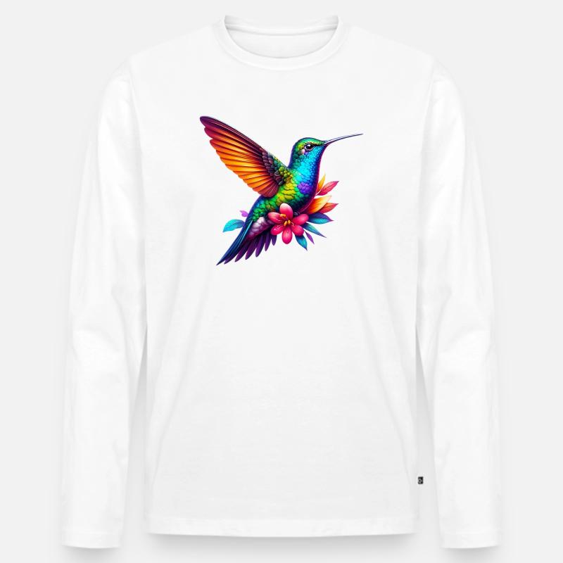 Kolibri - Männer Premium Bio Langarmshirt - Weiß