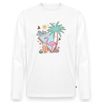Aloha Été - T-shirt manches longues Premium bio Homme - blanc - Devant - Nico (187cm)