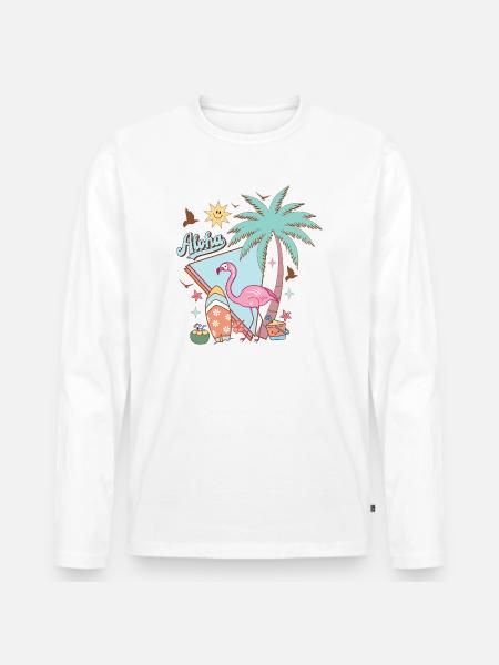 Aloha Été - T-shirt manches longues Premium bio Homme - blanc