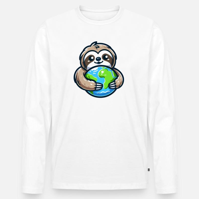 Umarme das Erdfaultier - Männer Premium Bio Langarmshirt - Weiß