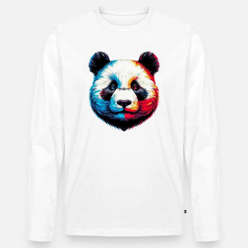 Panda - Männer Premium Bio Langarmshirt - Weiß
