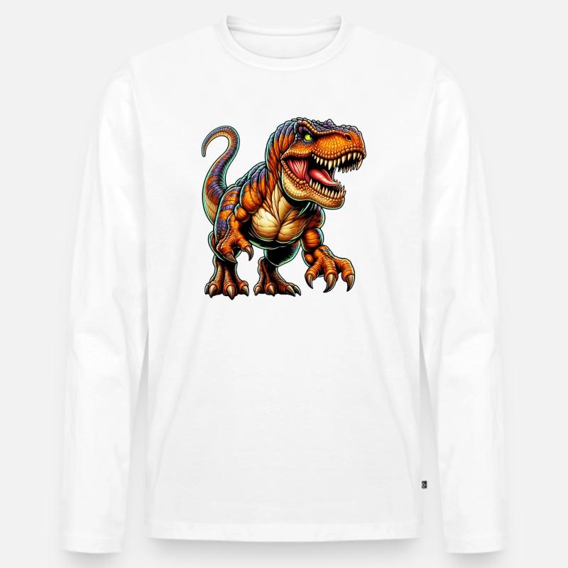 Dinosaurier - Männer Premium Bio Langarmshirt - Weiß