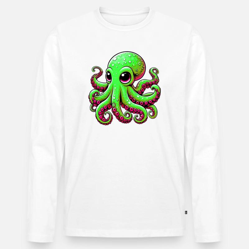 Krake - Männer Premium Bio Langarmshirt - Weiß
