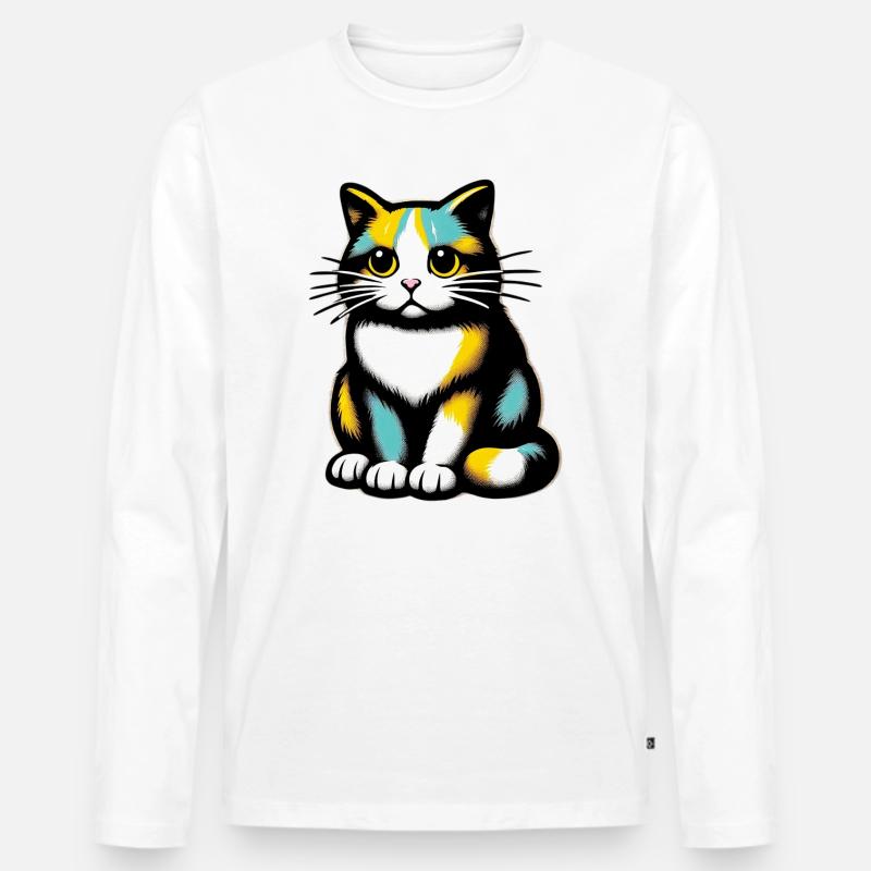 Katze - Männer Premium Bio Langarmshirt - Weiß