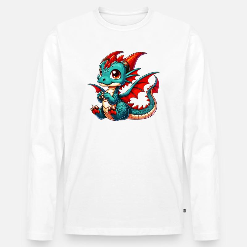 Drache - Männer Premium Bio Langarmshirt - Weiß
