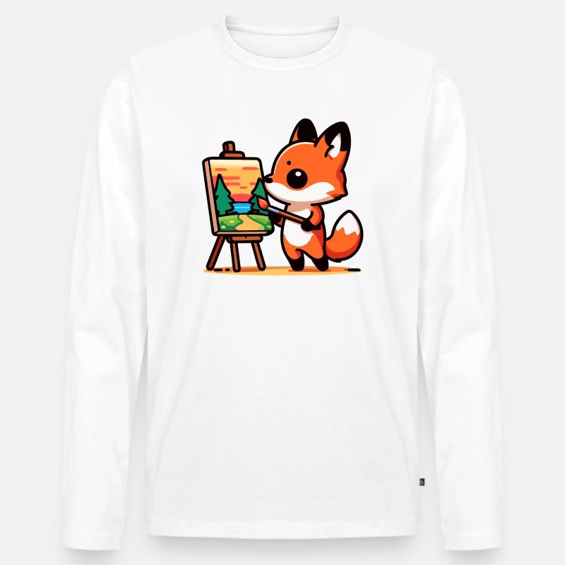 Fox Palette: Der Waldmaler - Männer Premium Bio Langarmshirt - Weiß