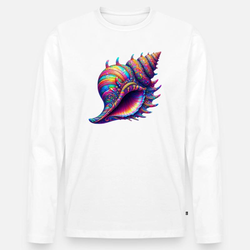 Muschel - Männer Premium Bio Langarmshirt - Weiß