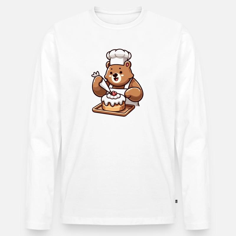 Baker Bear: Der Kuchenbeschwörer - Männer Premium Bio Langarmshirt - Weiß