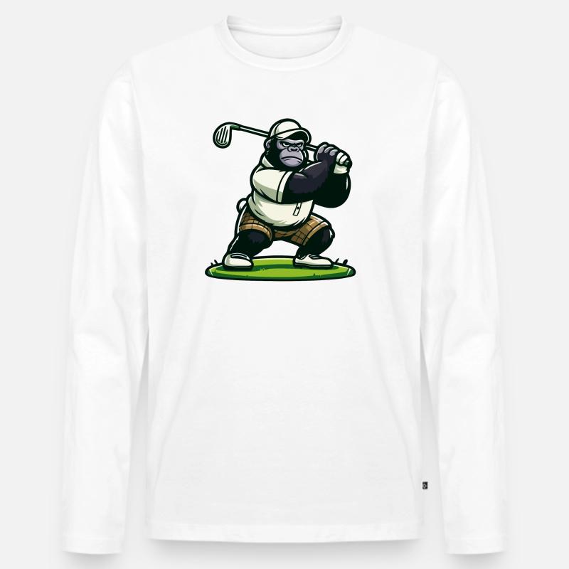 Golf-Gorilla - Männer Premium Bio Langarmshirt - Weiß