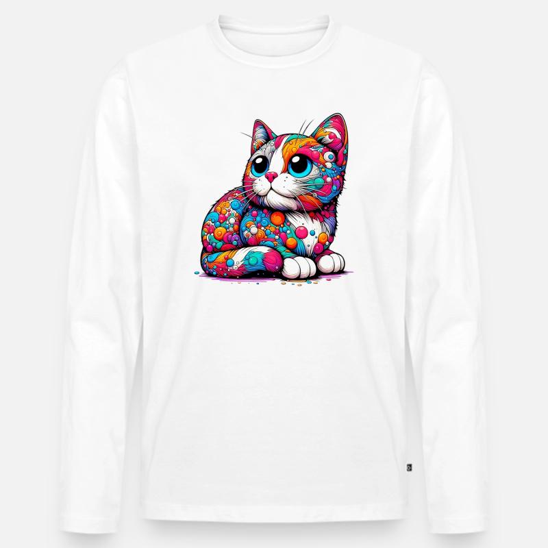 Katze - Männer Premium Bio Langarmshirt - Weiß