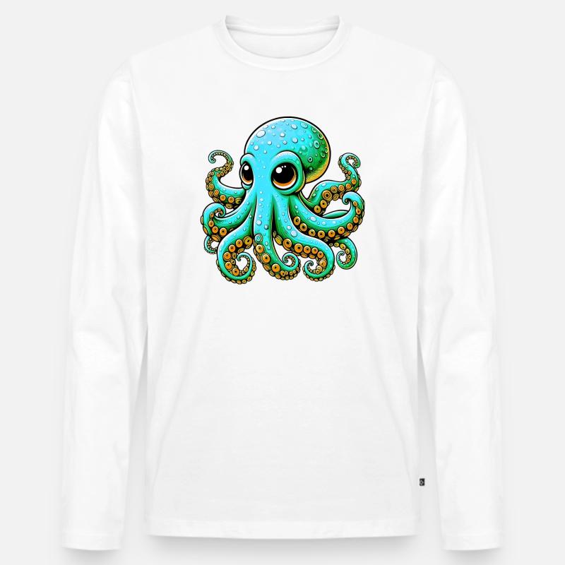 Krake - Männer Premium Bio Langarmshirt - Weiß