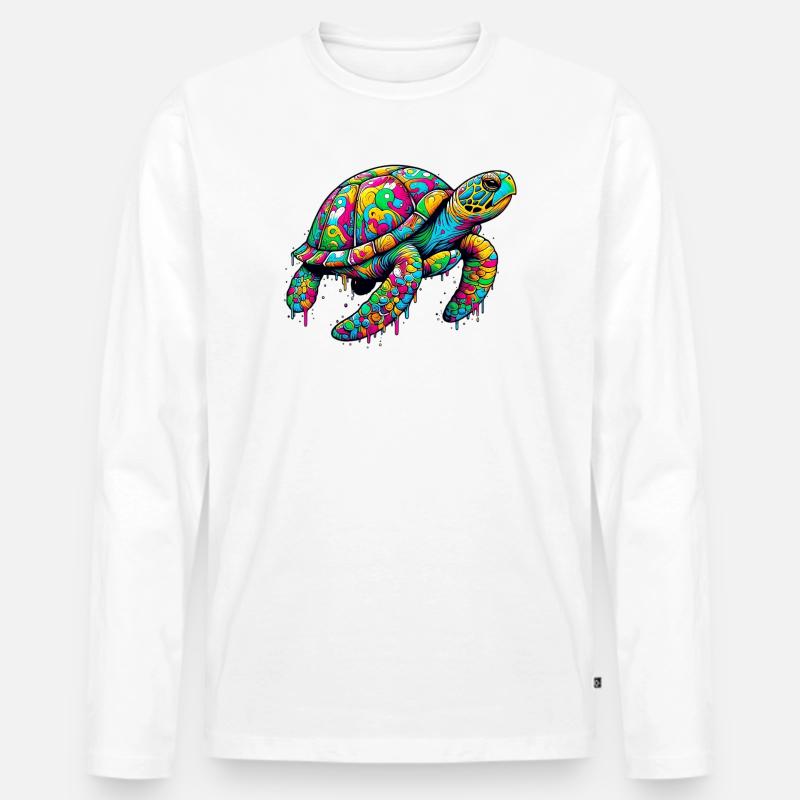 Schildkröte - Männer Premium Bio Langarmshirt - Weiß
