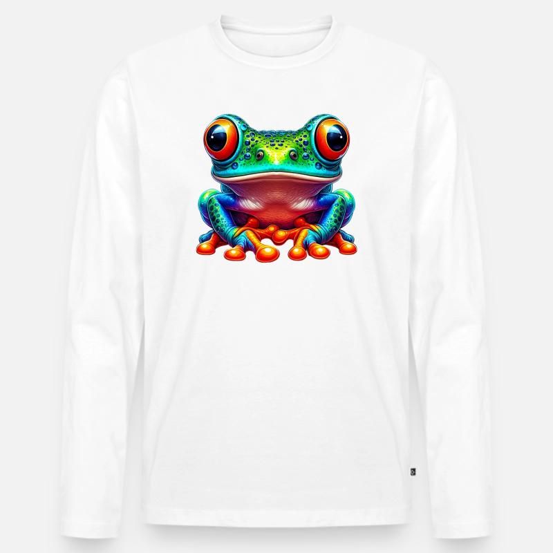 Frosch - Männer Premium Bio Langarmshirt - Weiß