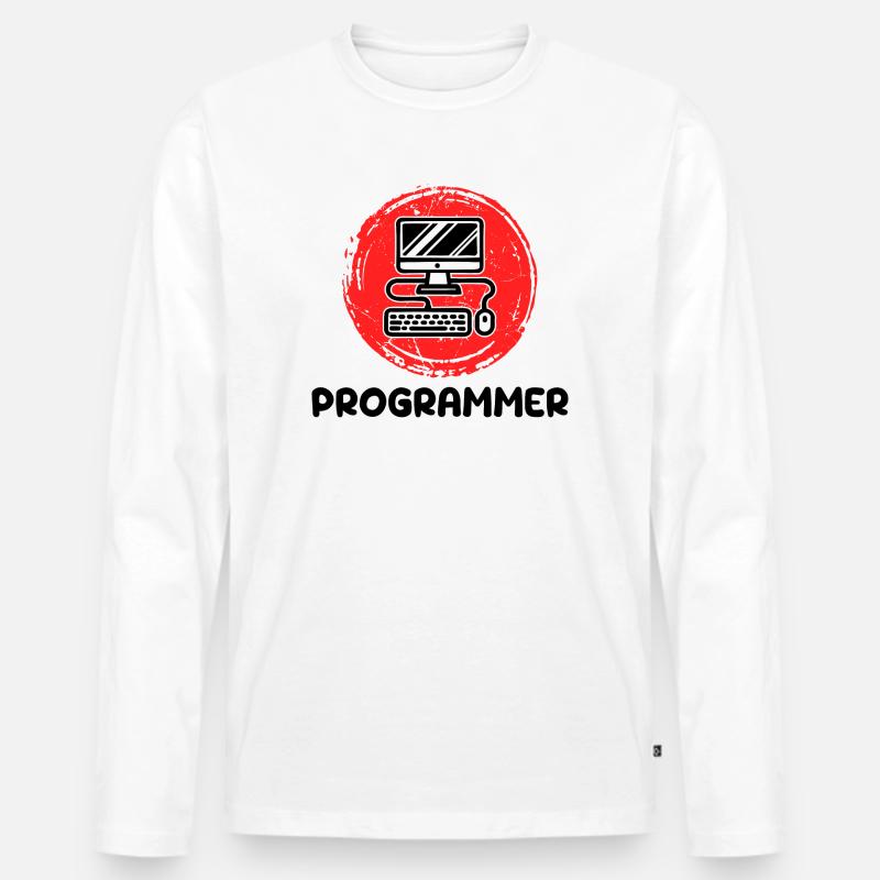 Computer Developer Programmierer Code Skripting - Männer Premium Bio Langarmshirt - Weiß