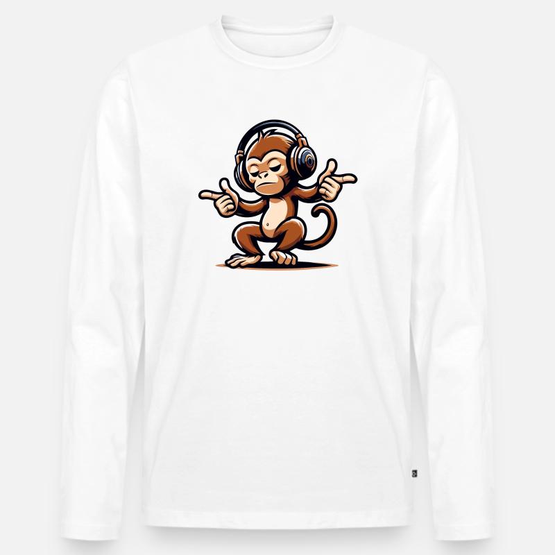 Der Mix Master Monkey - Männer Premium Bio Langarmshirt - Weiß
