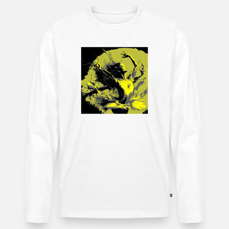 Neoexpressionistischer Tanz voller Farben - Männer Premium Bio Langarmshirt - Weiß