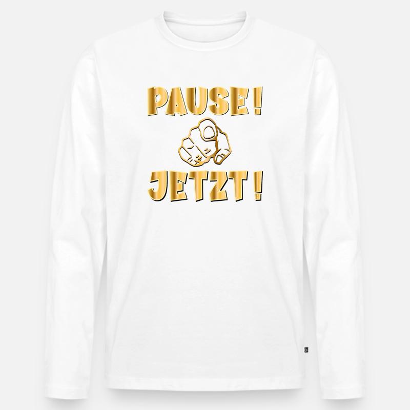 PAUSE JETZT - Männer Premium Bio Langarmshirt - Weiß