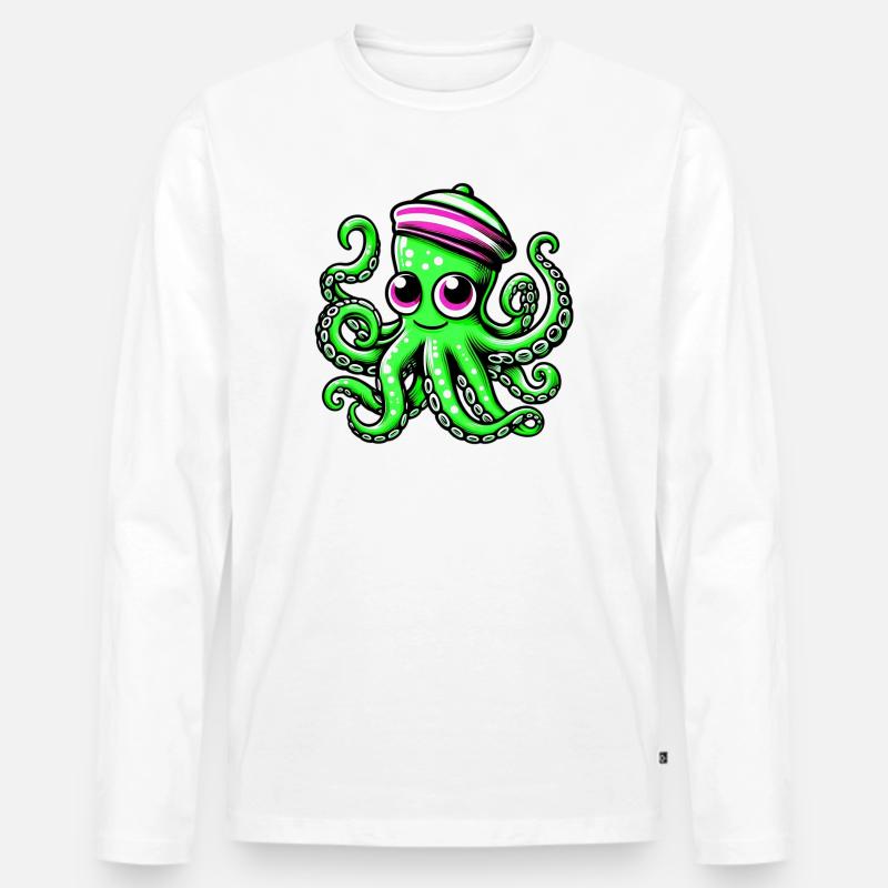 Krake - Männer Premium Bio Langarmshirt - Weiß