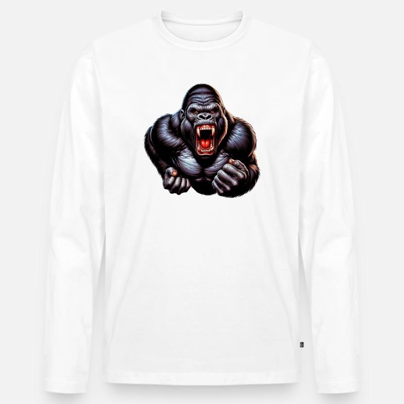 Gorilla - Männer Premium Bio Langarmshirt - Weiß