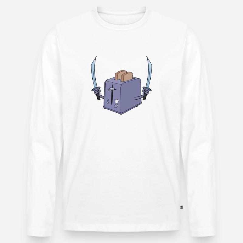 Toaster und das Schwert - Männer Premium Bio Langarmshirt - Weiß