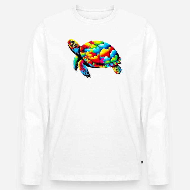 Schildkröte - Männer Premium Bio Langarmshirt - Weiß