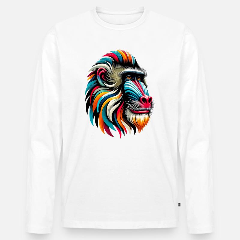 Mandrill-Affe - Männer Premium Bio Langarmshirt - Weiß