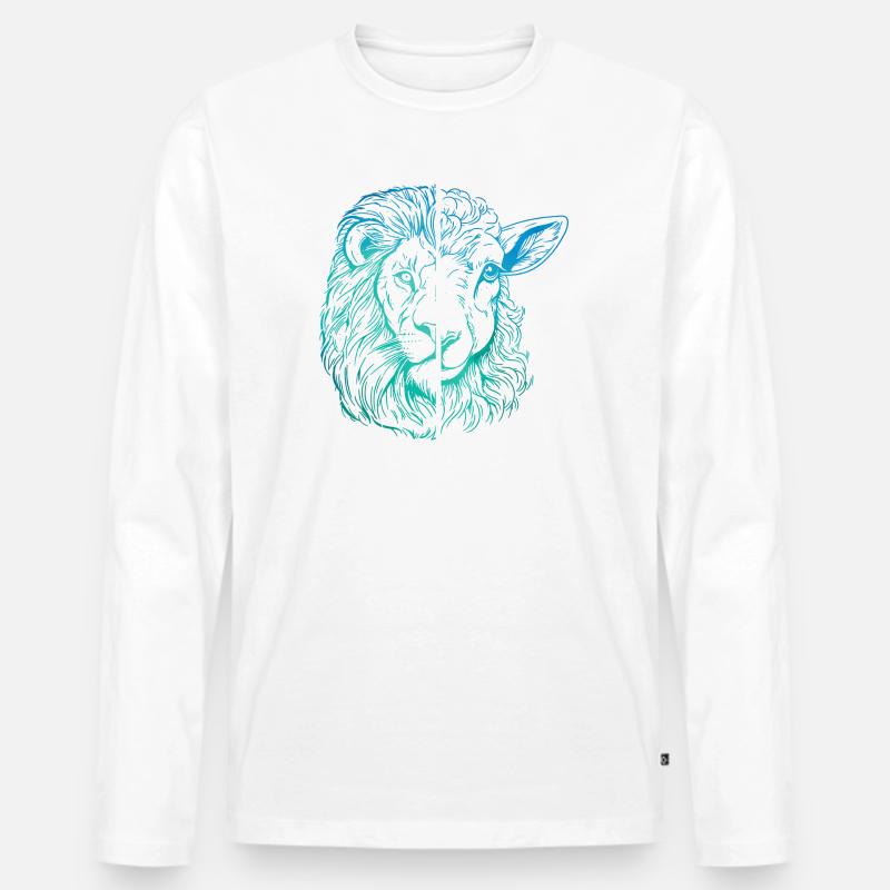 Löwe und Lamm - Männer Premium Bio Langarmshirt - Weiß