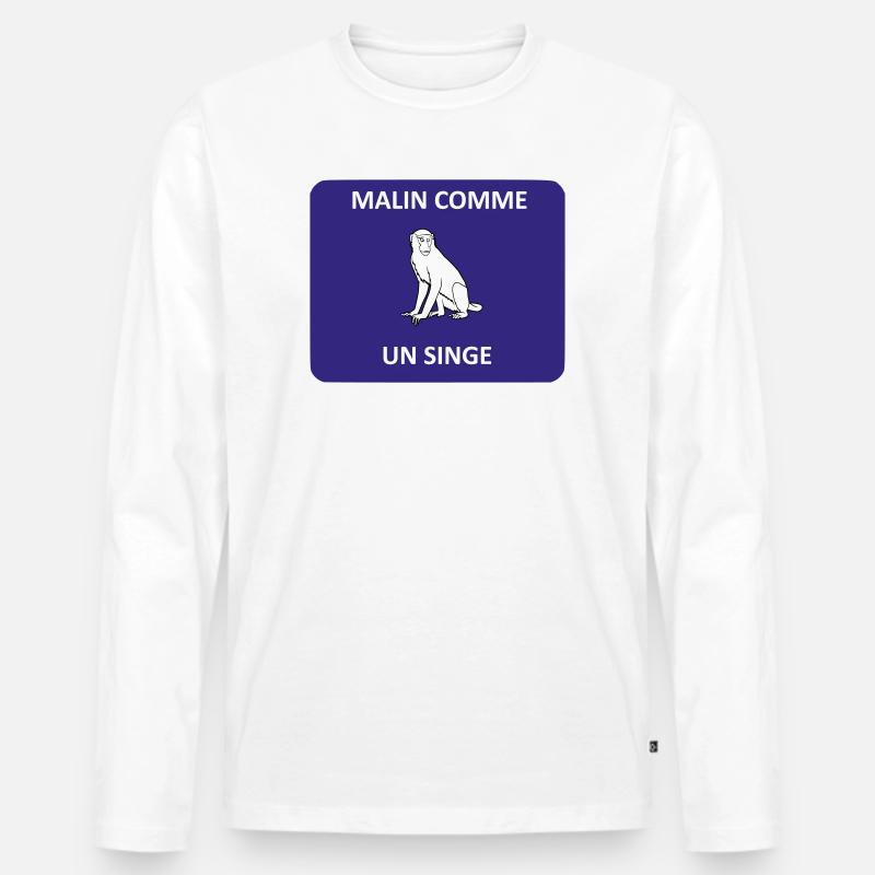 Clever wie ein Affe - Männer Premium Bio Langarmshirt - Weiß