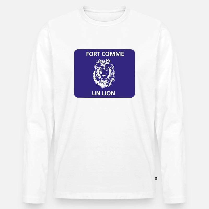 Stark wie ein Löwe - Männer Premium Bio Langarmshirt - Weiß