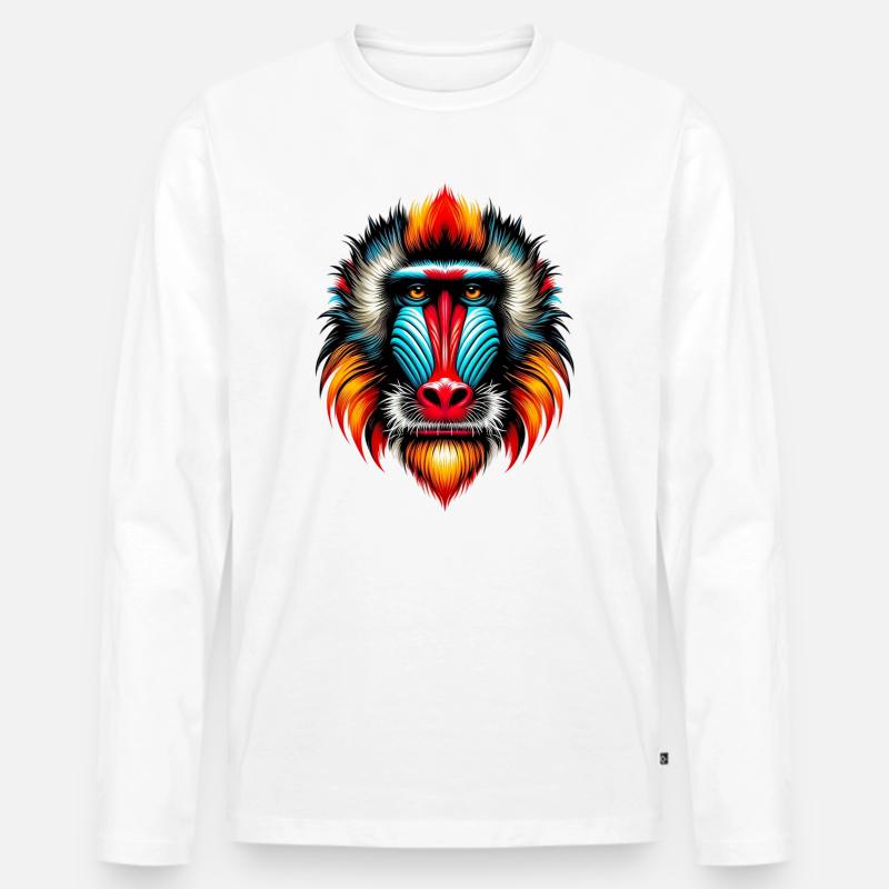 Mandrill-Affe - Männer Premium Bio Langarmshirt - Weiß