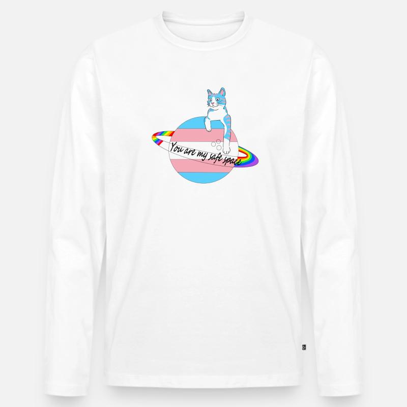 Safe Space Cat - Männer Premium Bio Langarmshirt - Weiß