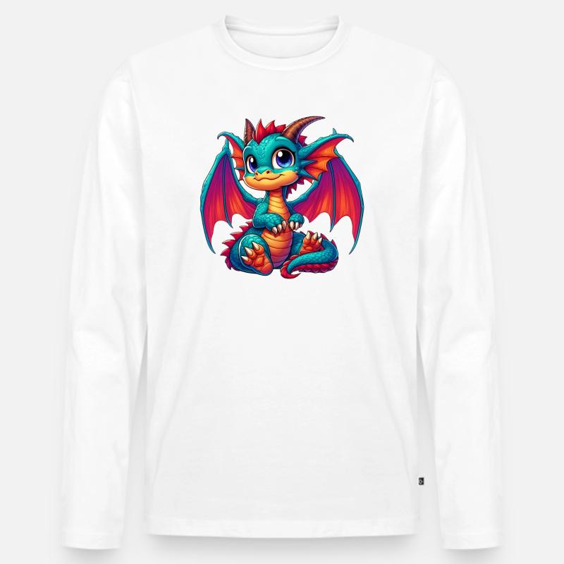 Drache - Männer Premium Bio Langarmshirt - Weiß