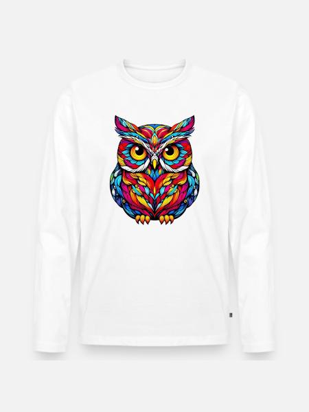 Owl - Men's Premium Organic Long Sleeve Shirt - white