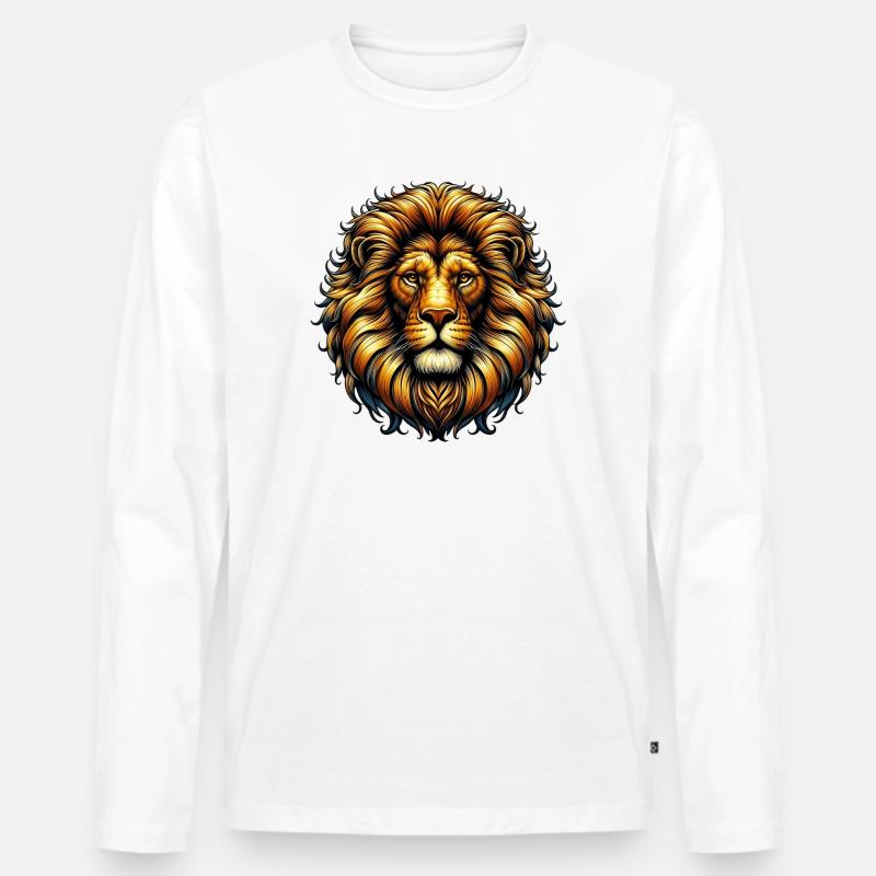 Löwe - Männer Premium Bio Langarmshirt - Weiß