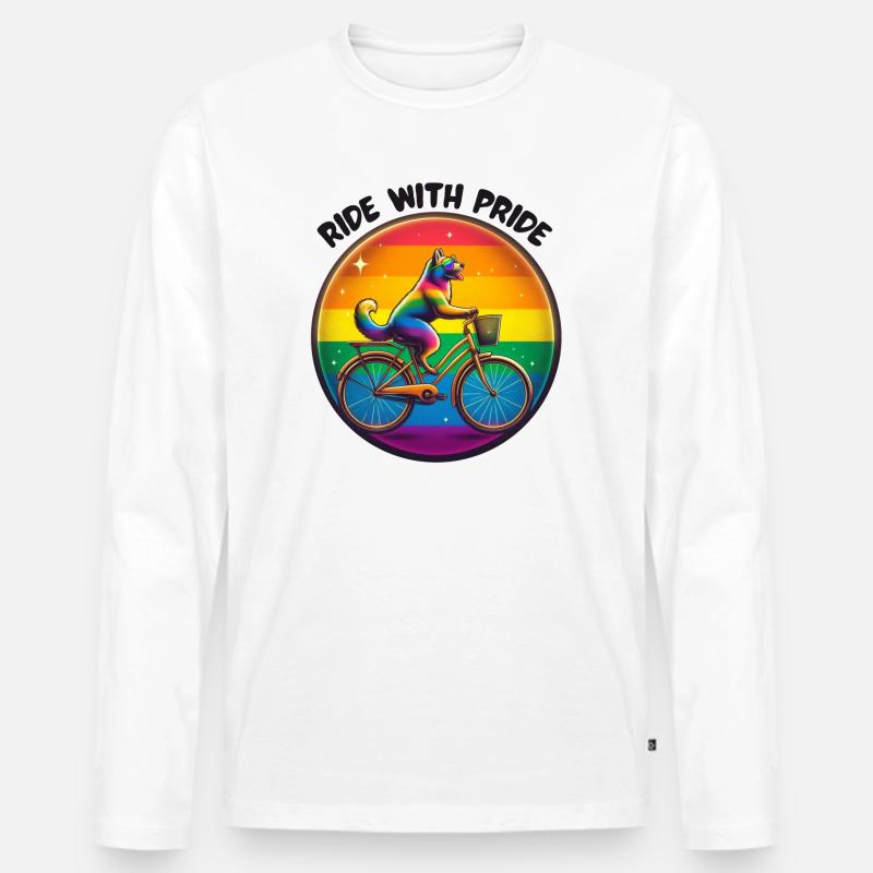 Fahren Sie mit Stolz - Männer Premium Bio Langarmshirt - Weiß