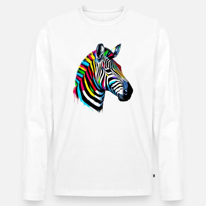 Zebra - Männer Premium Bio Langarmshirt - Weiß