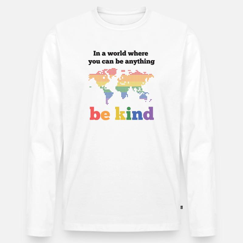 LGBTQ-Pride-Monat - Sei freundlich - Männer Premium Bio Langarmshirt - Weiß