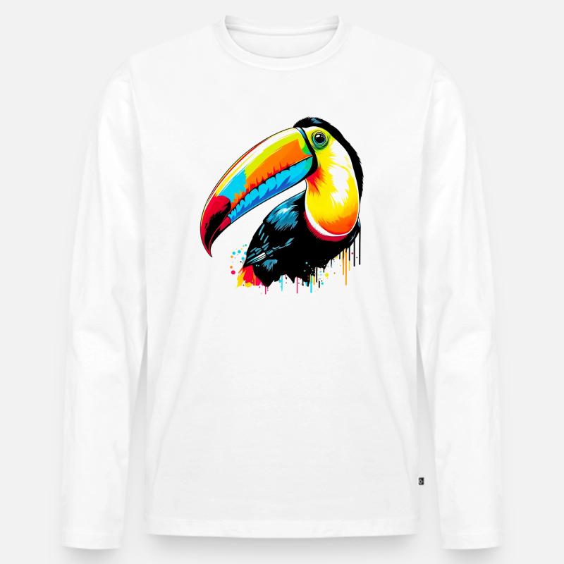 Tukan - Männer Premium Bio Langarmshirt - Weiß