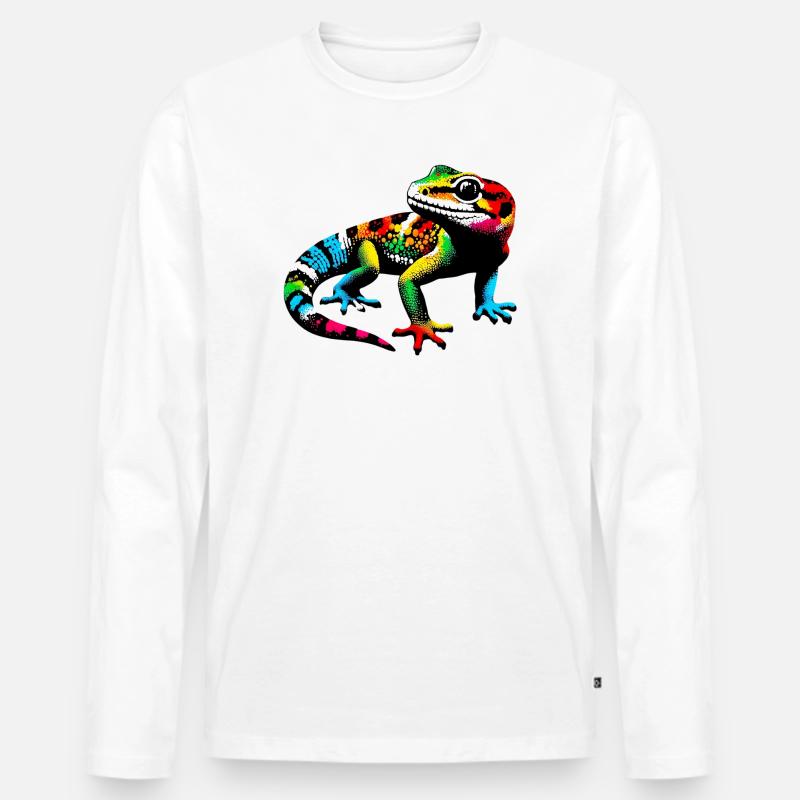 Gecko - Männer Premium Bio Langarmshirt - Weiß