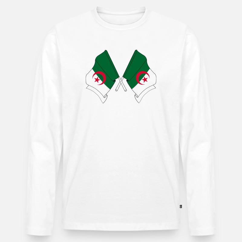 Zwei Flaggen Algeriens überquert - Männer Premium Bio Langarmshirt - Weiß