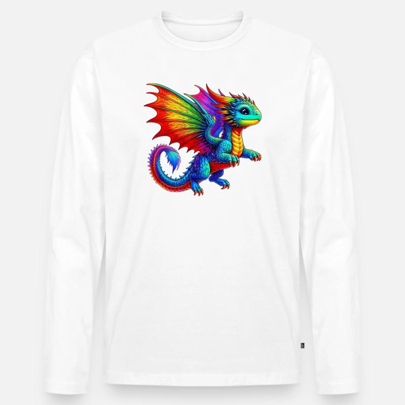 Drache - Männer Premium Bio Langarmshirt - Weiß