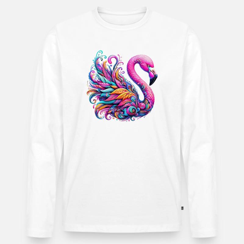 Flamingo - Männer Premium Bio Langarmshirt - Weiß