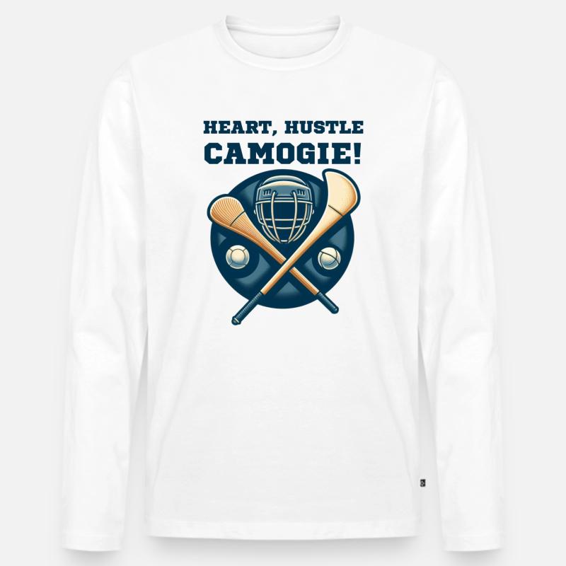 Herz, Hektik, Camogie! - Männer Premium Bio Langarmshirt - Weiß