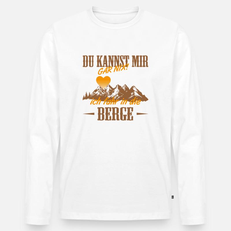 Berge Sehnsucht - Männer Premium Bio Langarmshirt - Weiß