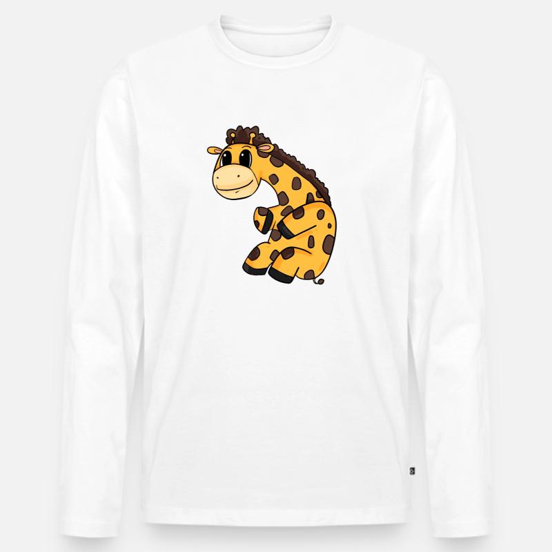 Giraffe - Männer Premium Bio Langarmshirt - Weiß