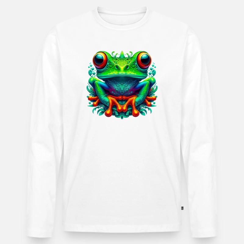 Frosch - Männer Premium Bio Langarmshirt - Weiß